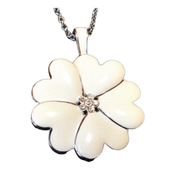 LIA SOPHIA- RHODIUM FLOWER NECKLACE WOMEN 43" - Picture 3 of 4